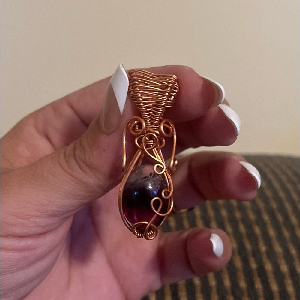 Fluorite Copper Wire Wrapped Pendant
